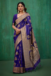 Elegant Purple Banarasi Art Silk Woven Jacquard Ready to Wear Saree - Shop Now-RTW-4420